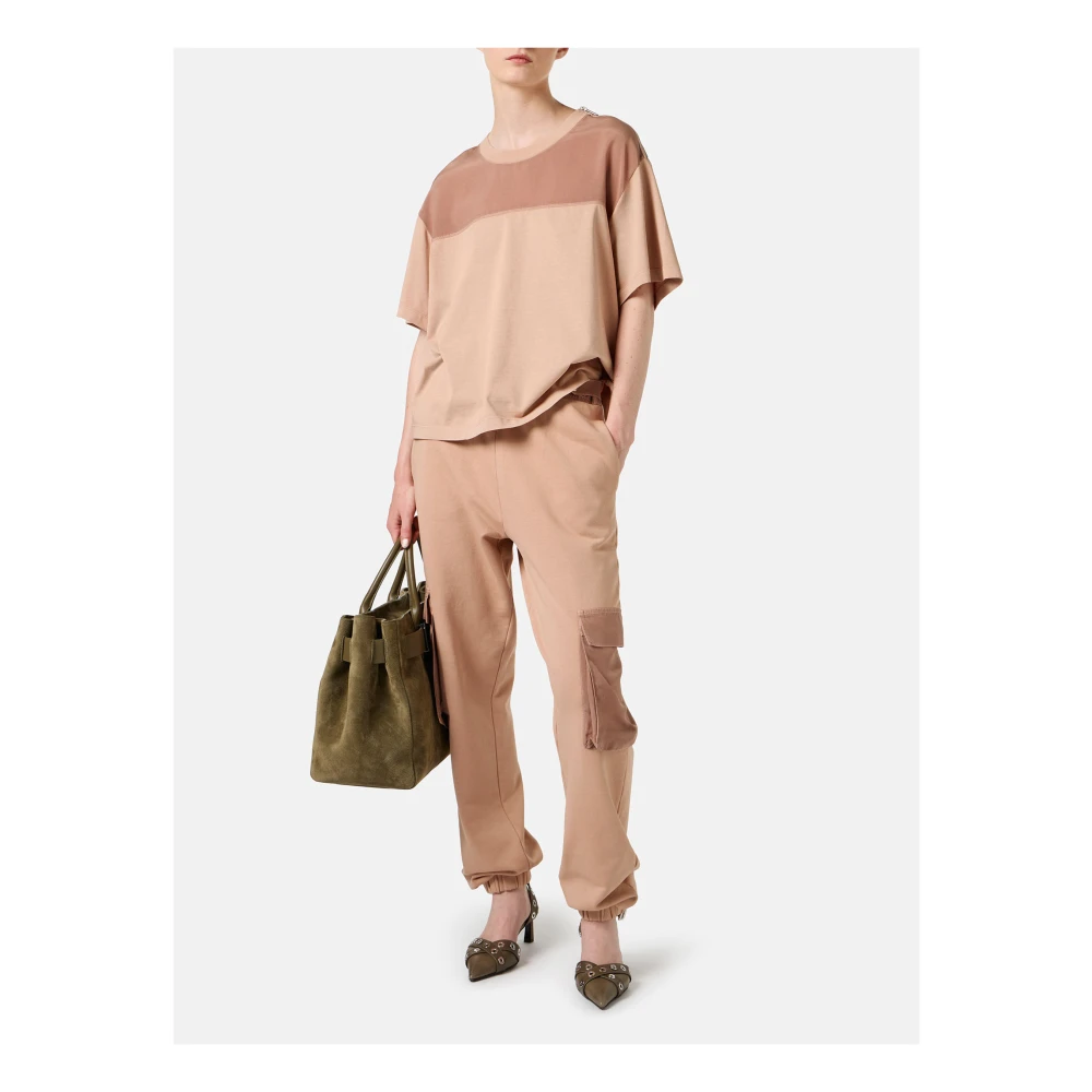 Iceberg Regular-fit blush katoenen jersey T-shirt met cupro stofinzetten Pink Dames