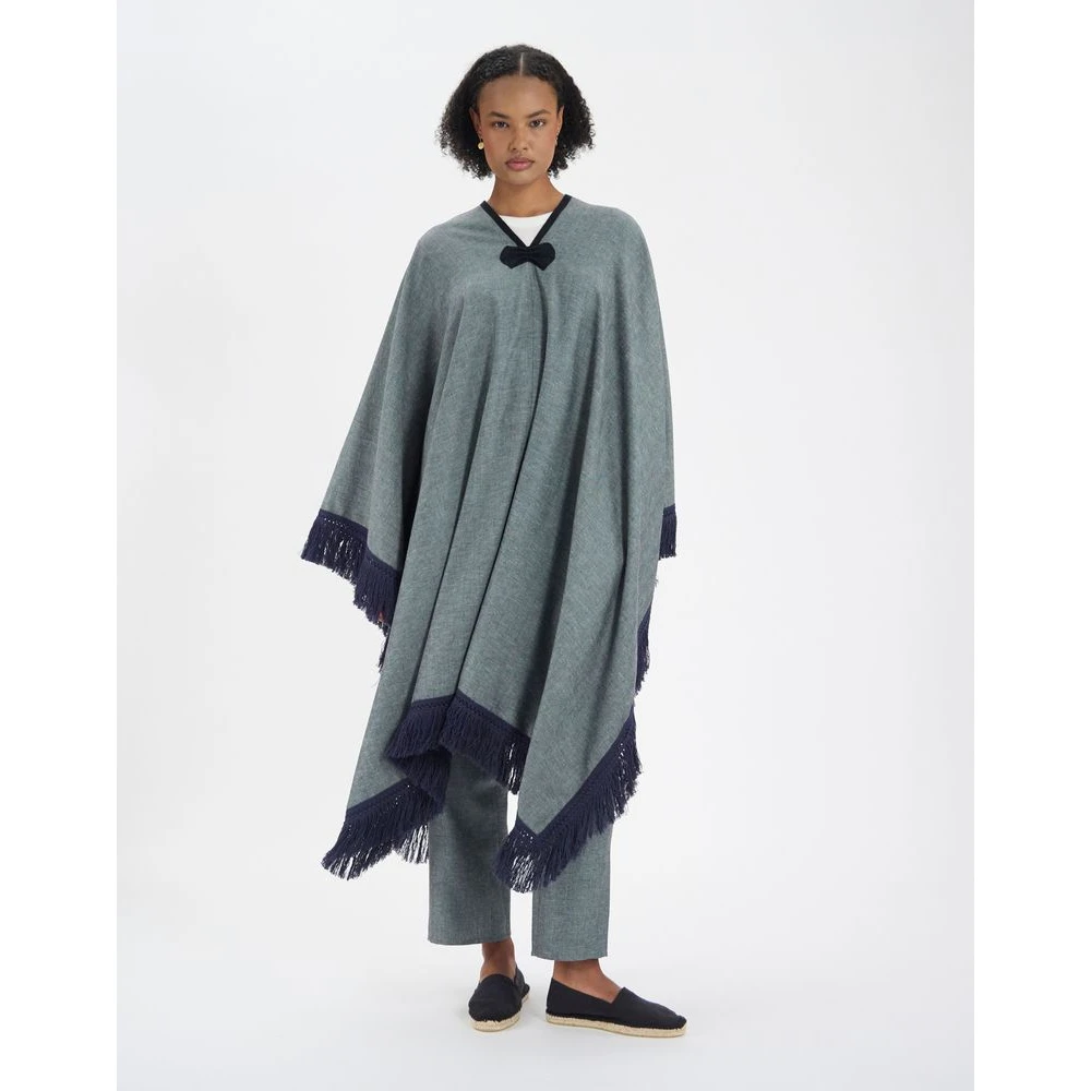 Ines De La Fressange Paris Gonzalo Poncho in linnen Black Dames