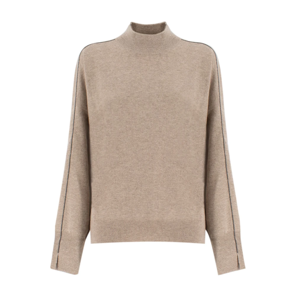 BRUNELLO CUCINELLI Kasjmier Zijde Gebreide Trui Beige Dames