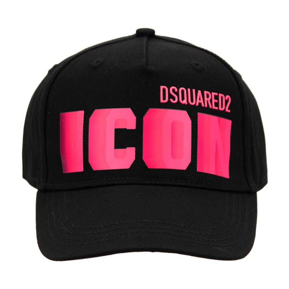 Dsquared2 Unisex Black Iconic Baseball Cap With Buckle Closure