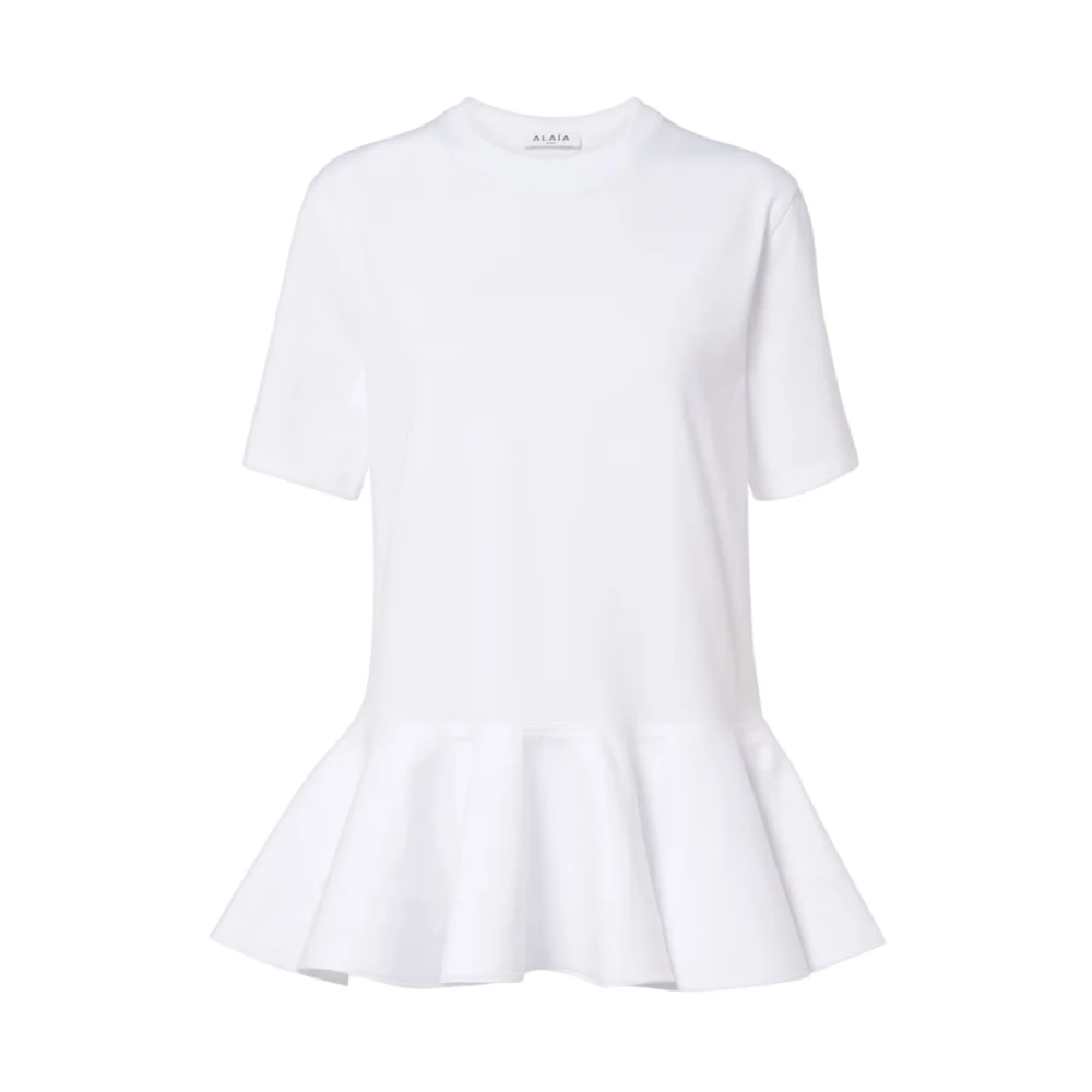 Alaïa White T-Shirts, Female, S, Cotton Jersey Crinoline T-Shirt