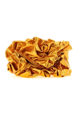 Ruffle Laminated Leather Clutch Bag