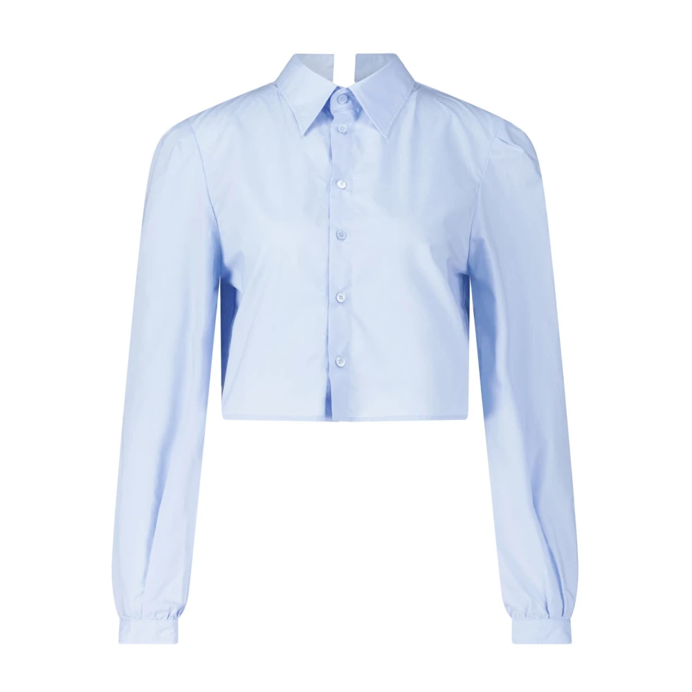 Maison Margiela Layering-Look Blouse met Pofmouwen Blue Dames