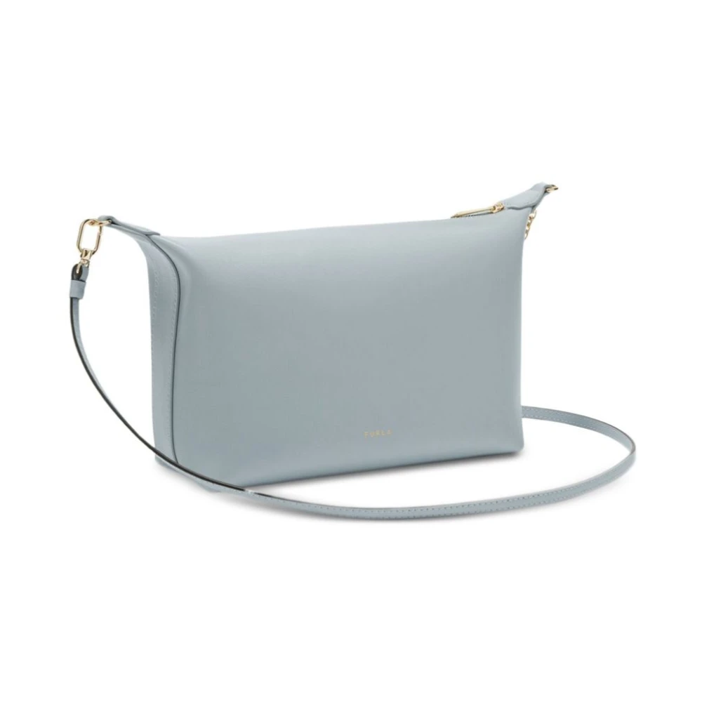 Furla Blauwe Schoudertas Top Rits Sluiting Blue Dames