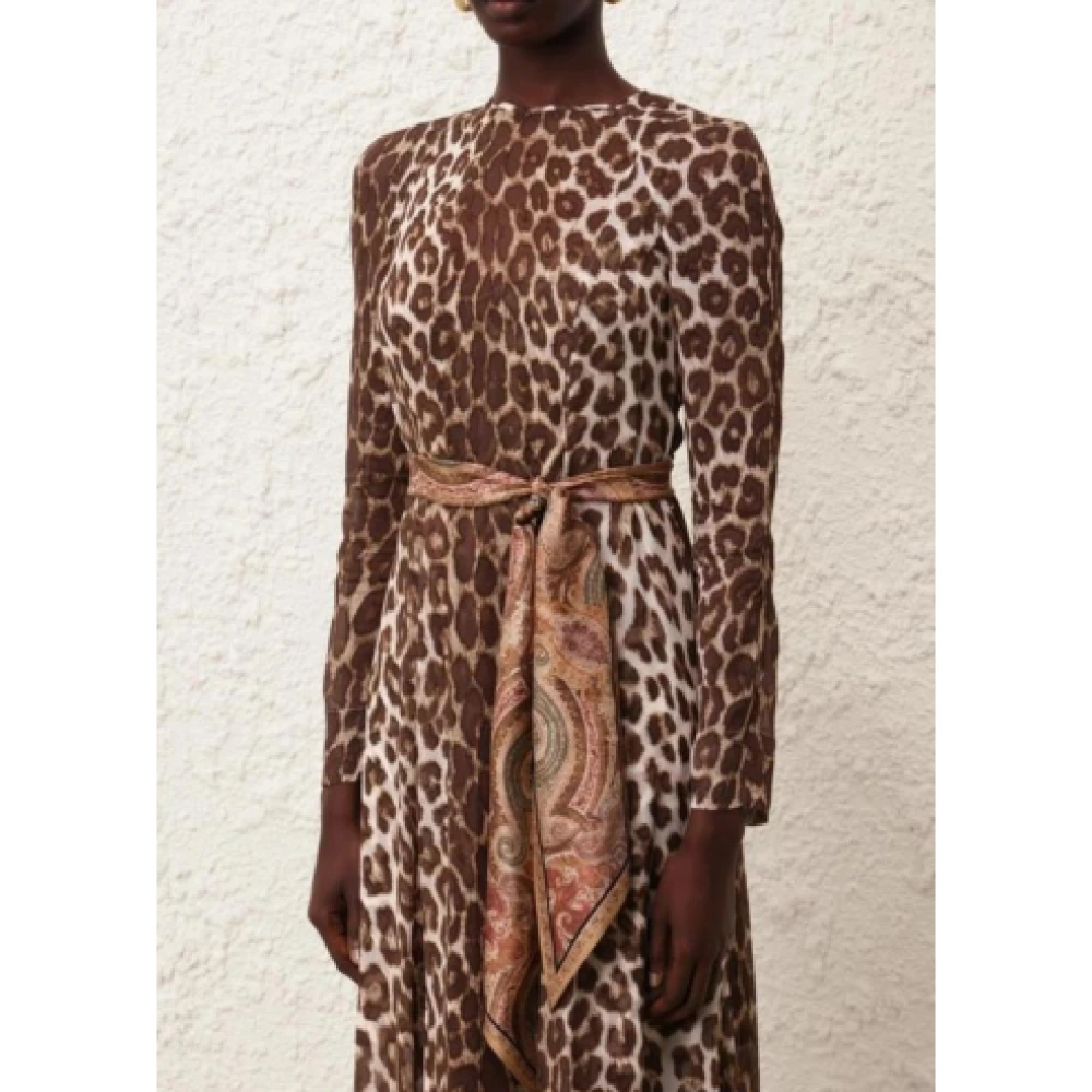 Zimmermann Lange zijden luipaardprint jurk Multicolor Dames