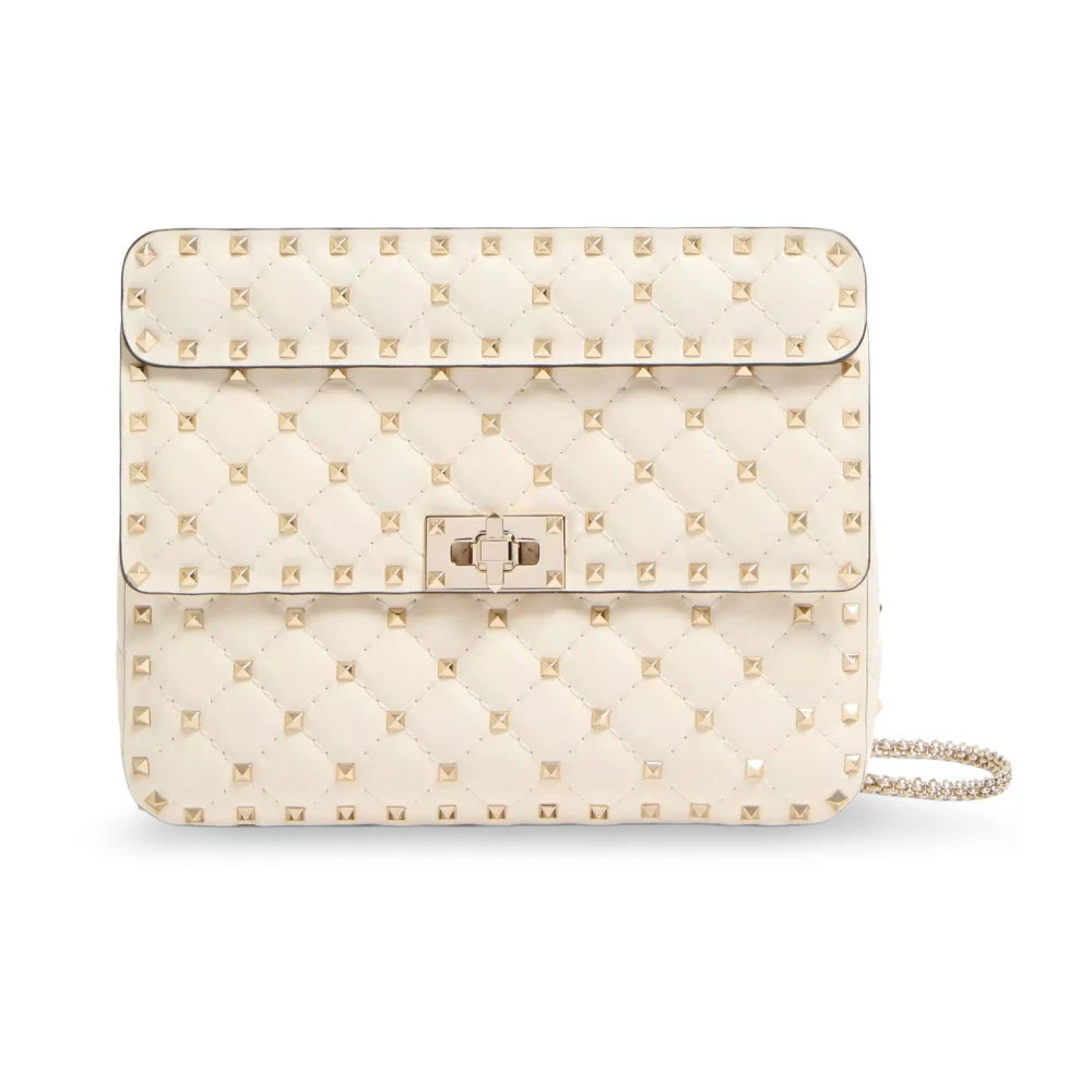 Valentino Garavani Beige Medium Nappa Rockstud Spike Bag - Female - Clutches - One Size - Bags