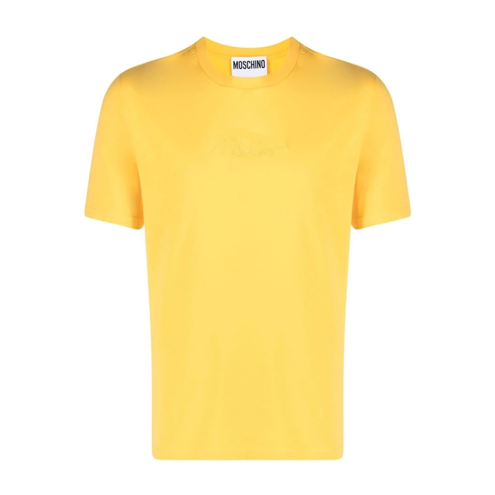 Moschino Gul Logo-Broderad T-shirt Yellow, Herr