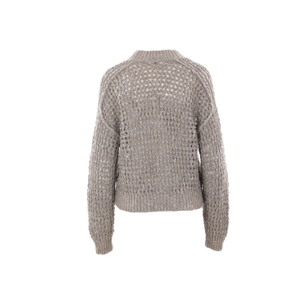 BRUNELLO CUCINELLI Paillet V-Hals Cardigan Sweaters Gray Dames