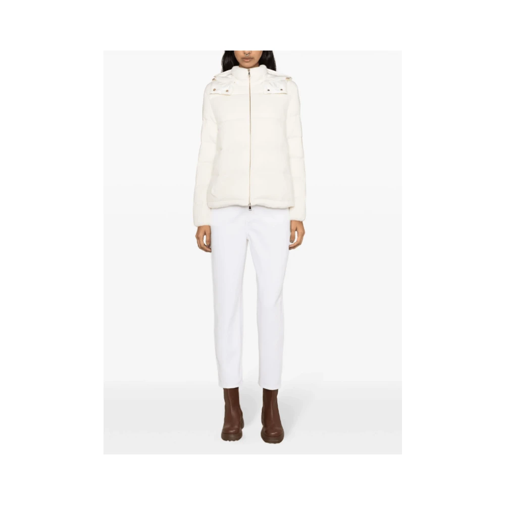Moncler Witte high-rise cropped jeans White Dames