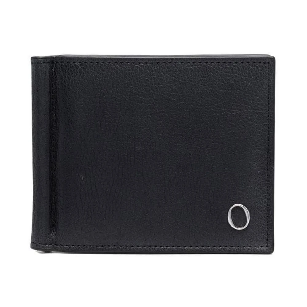 Orciani Zwarte leren portemonnee met logoplaat Black Heren