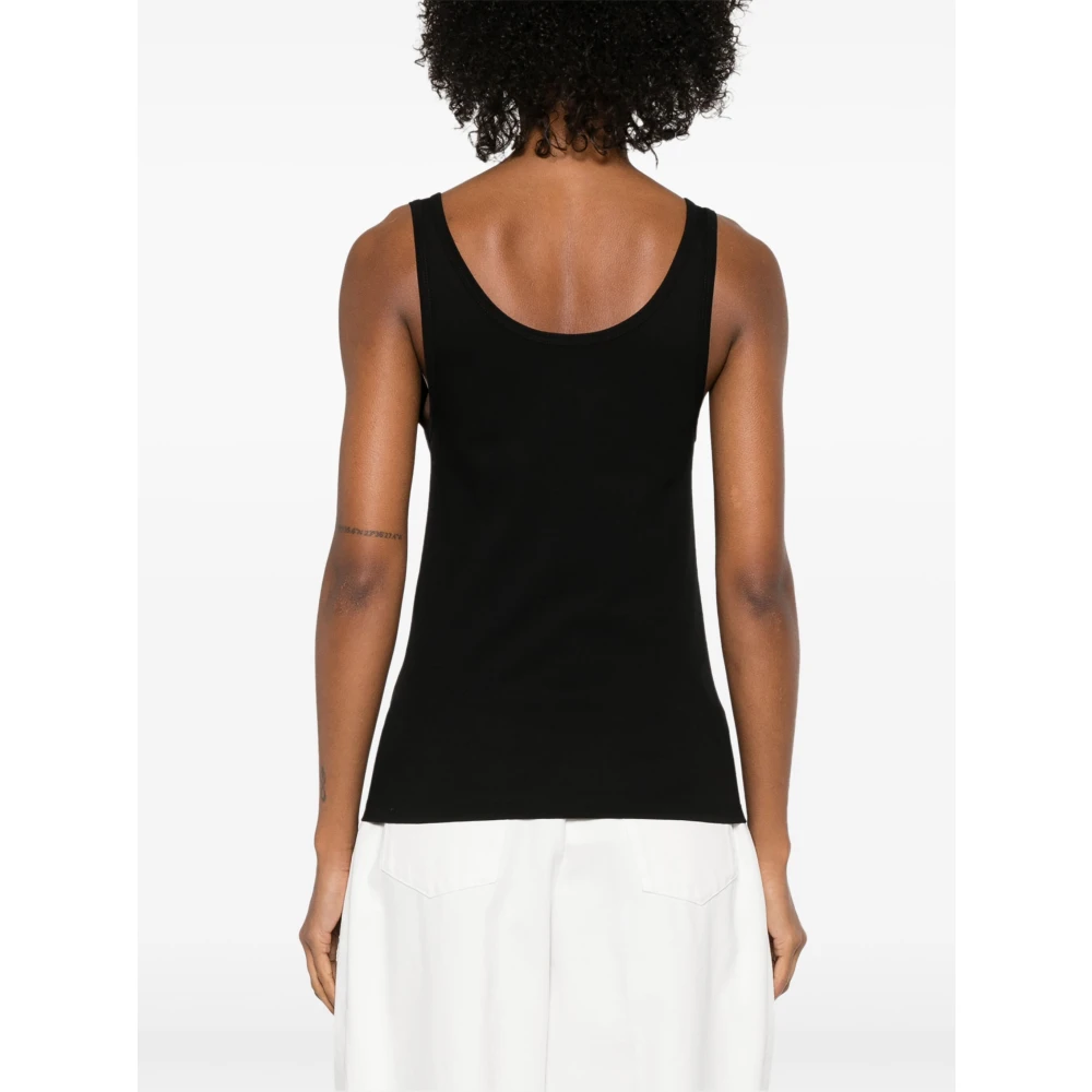 Fendi Zwarte Tanktop Logo Geborduurd Katoen Black Dames