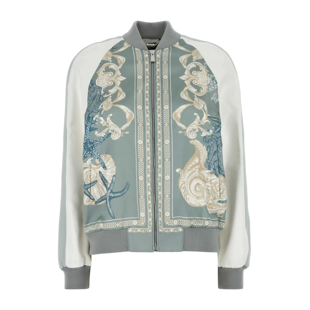 Versace Varsity Bomberjack in Bedrukt Satijn Multicolor Dames