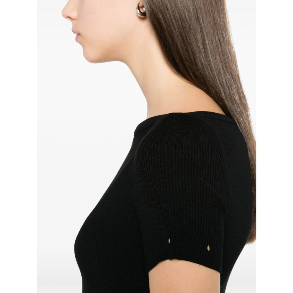 SPORTMAX Zwarte Afneembare Mouwen Boothals Jurk Black Dames