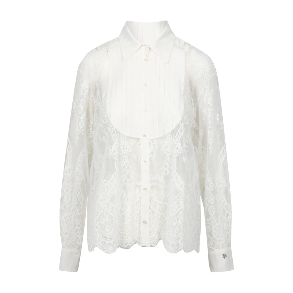 Aniye By Kanten Overhemd met Plastronplooien Beige Dames
