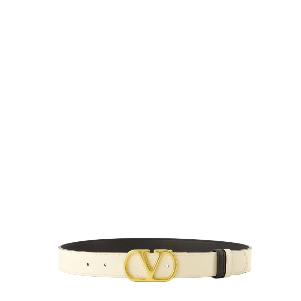Valentino Garavani Women's White Belts, 70 Cm, Vlogo Signature Reversible Belt 30 Mm