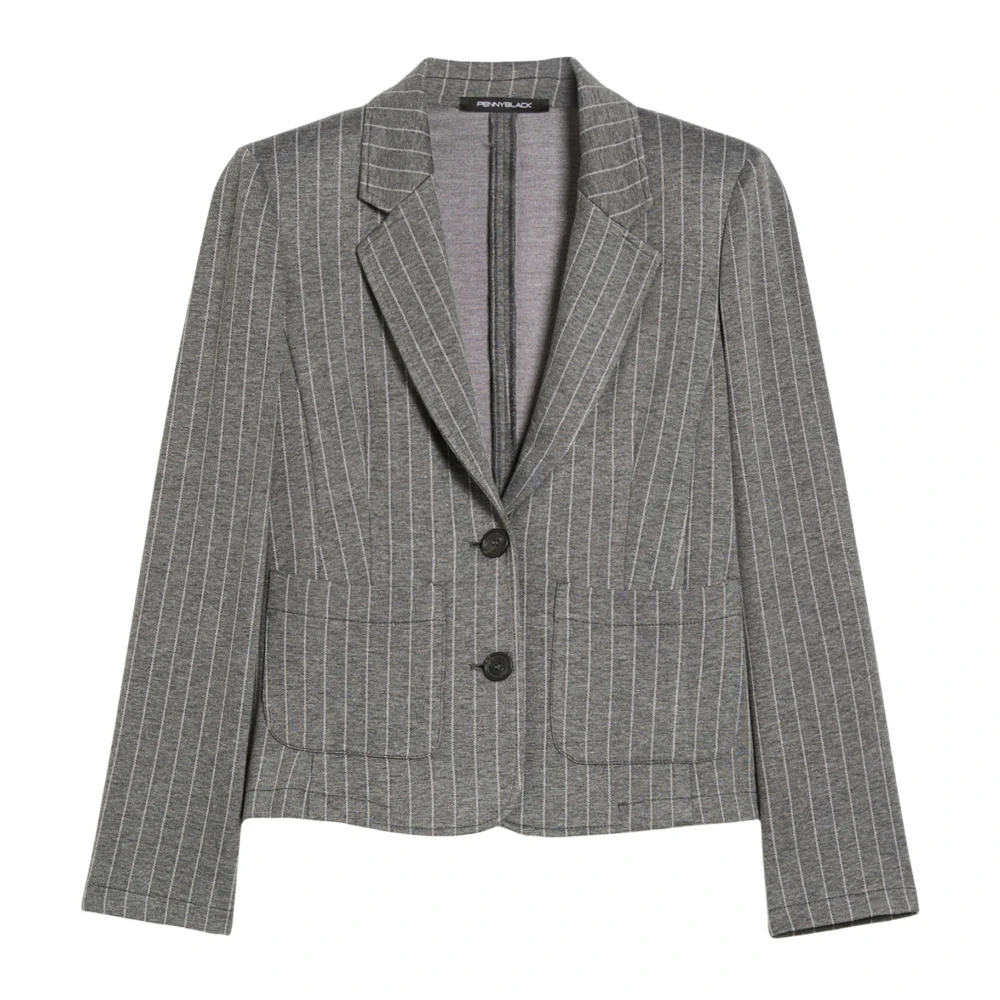 Pennyblack Vrouw Grijs Jassen Dames, Xl, Slim Jersey Gessato Blazer Model Yaqui