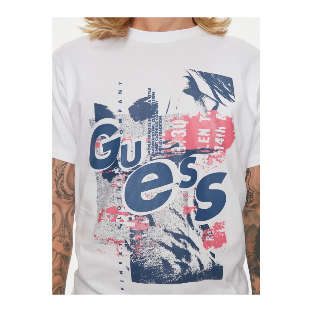 Guess Geprint T-shirt van katoen White Heren