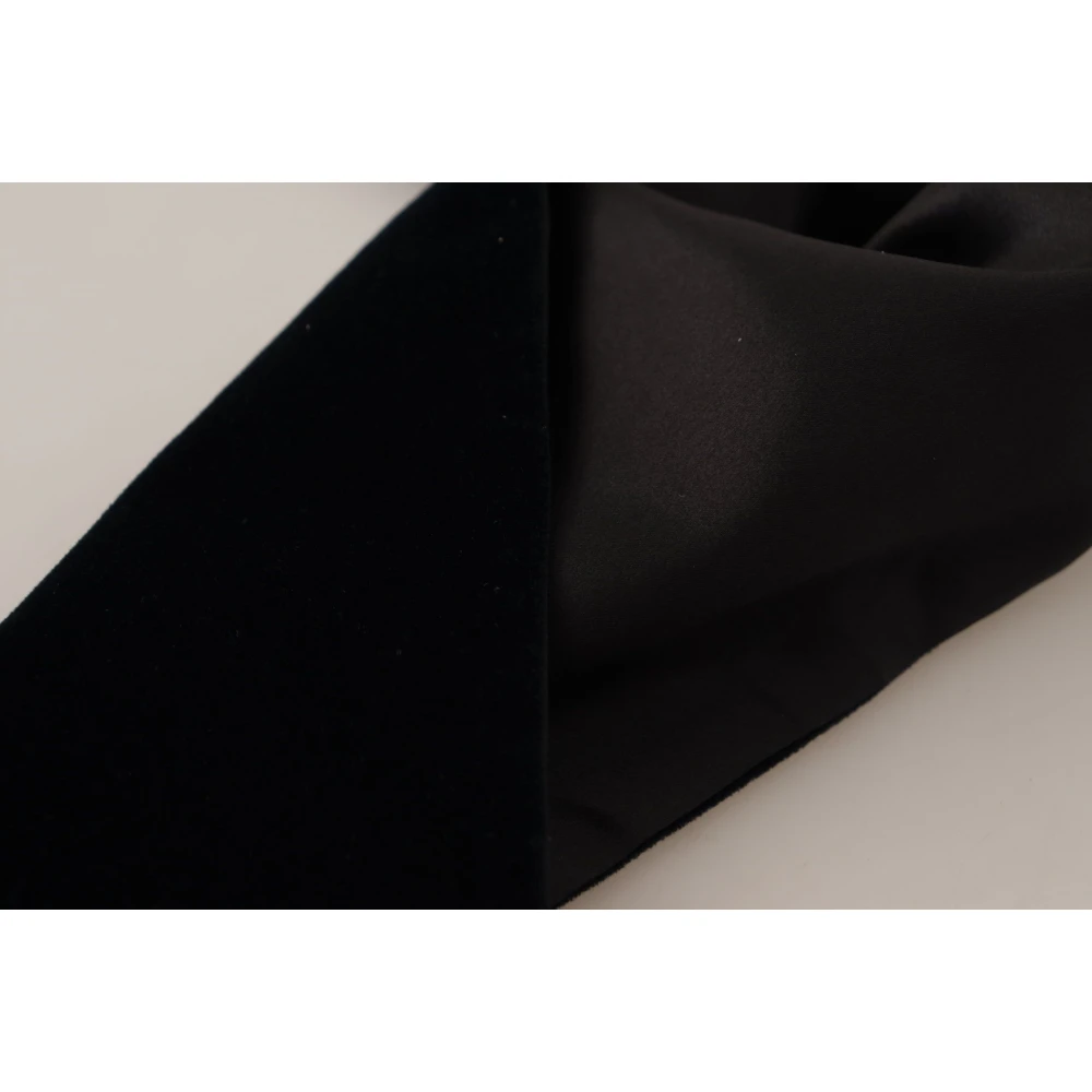 Dolce & Gabbana Elegante donkerblauwe katoen-zijden sjaal Black Unisex