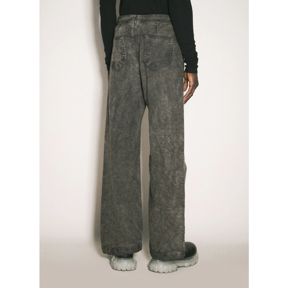 Rick Owens Coated-Felt Finish Jeans Gray Heren