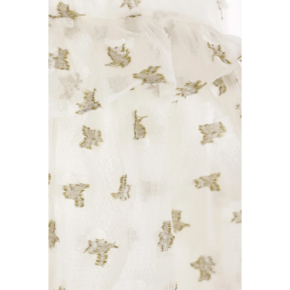 Cecilie Bahnsen Bloemen Geborduurde Midi Jurk White Dames
