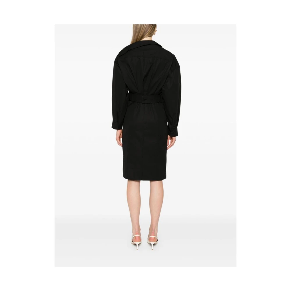 Jacquemus Zwarte Poplin Asymmetrische Hals Jurk Black Dames