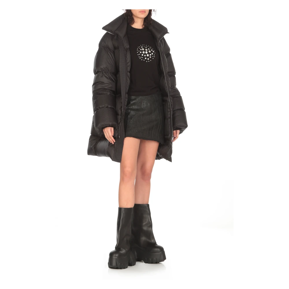 Rick Owens Zwarte Katoenen T-shirt met Reliëfpatroon Black Dames