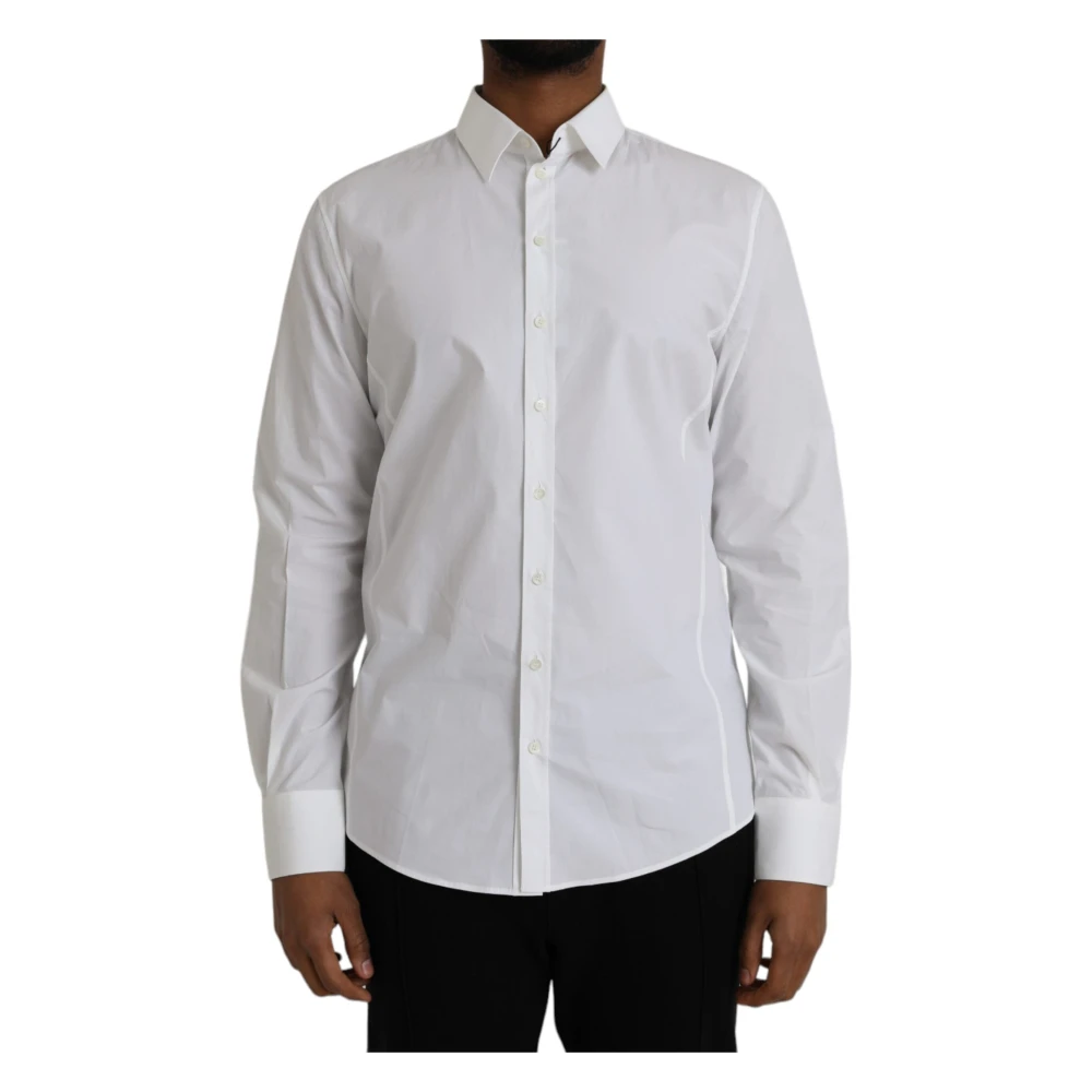 Dolce & Gabbana Men's White Cotton Formal Shirt Sicilia