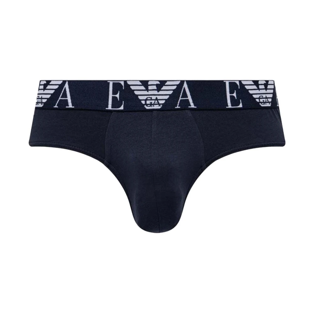 Emporio Armani Blauw Katoenen Brief Ondergoed Blue Heren