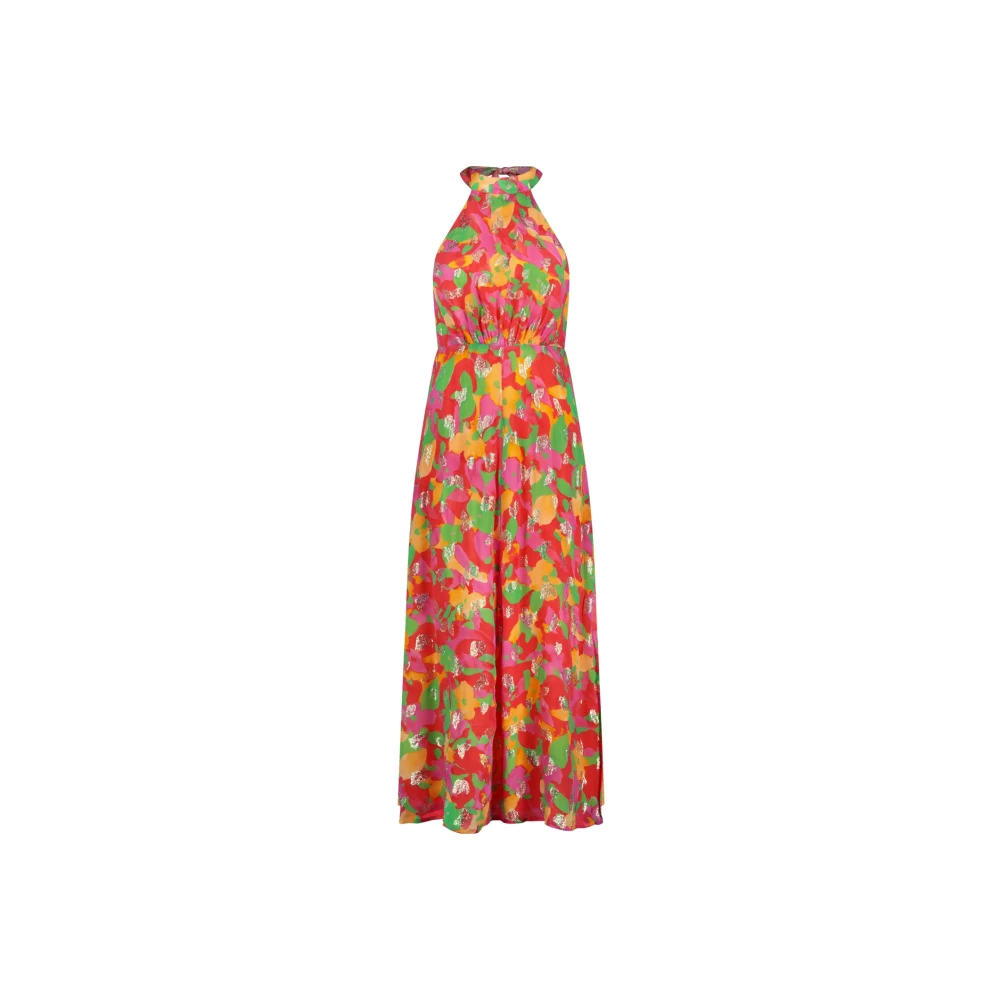 Fabienne Chapot Halternek Striksluiting Open Rug Jurk Red Dames