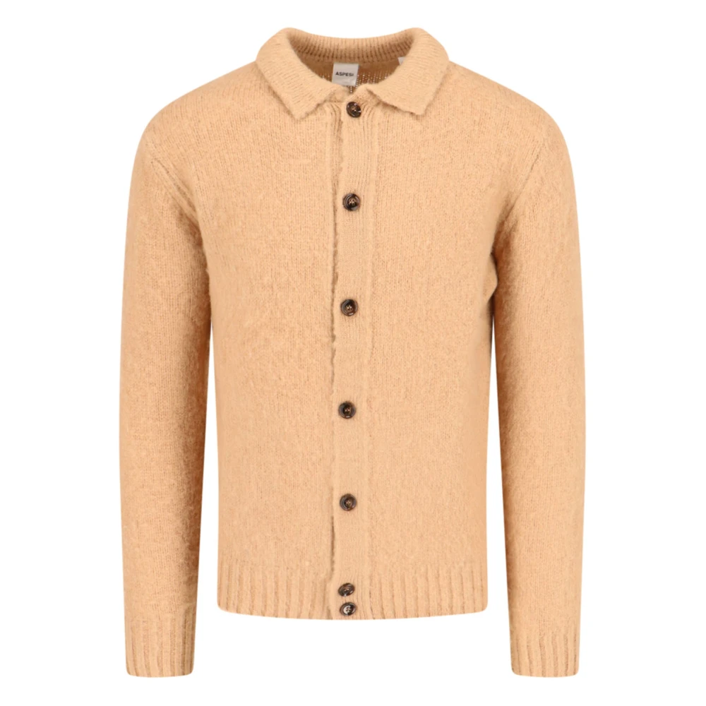 Aspesi Kameel Cardigan Sweater Brown Heren