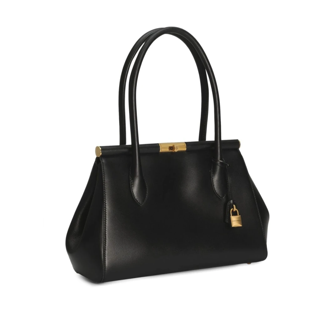 Dolce & Gabbana Iconische Zwarte Schoudertas van Kalfsleer Black Dames