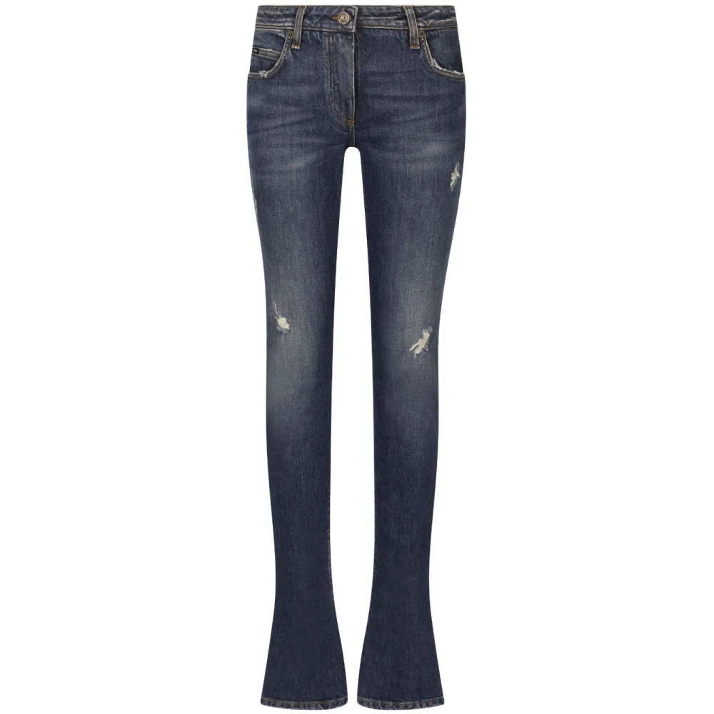 Dolce & Gabbana Blauwe Skinny-Fit Denim Jeans met Verwassen Effect Blue Dames