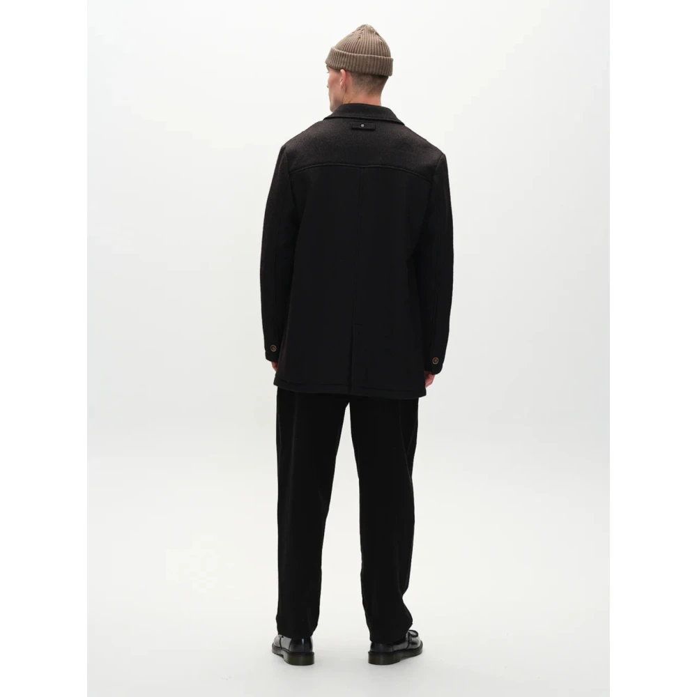Gabba Zwarte Wollen Single-Breasted Jas Black Heren