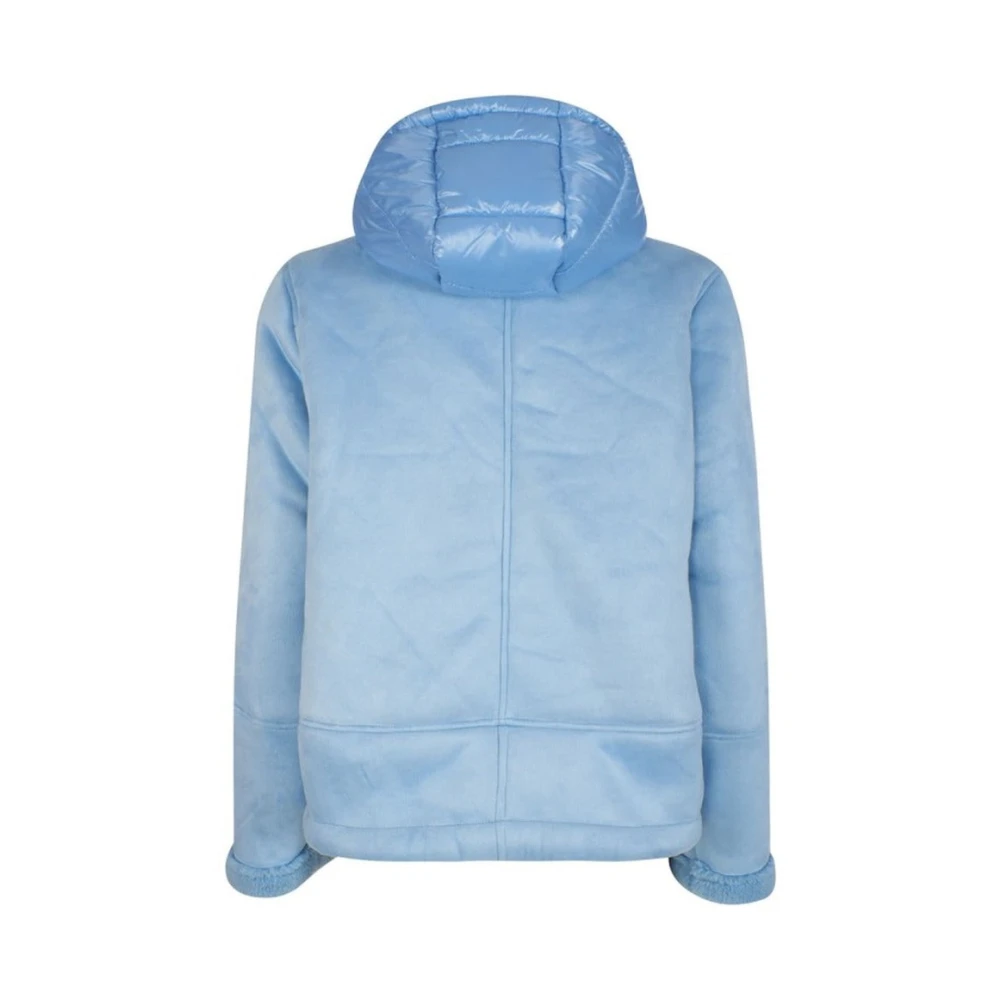 YES ZEE Faux Fur Quilted Hooded Jacket Blue Dames