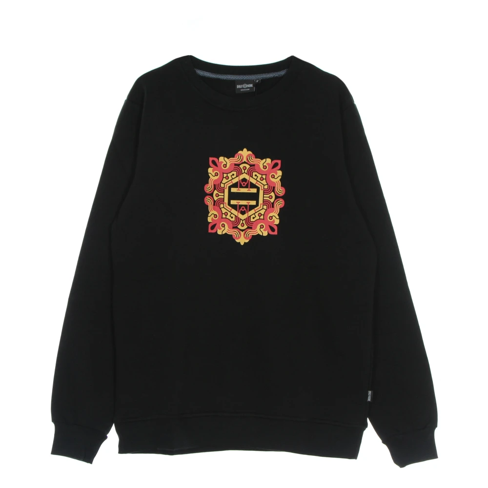 Dolly Noire Zwarte Crewneck Sweater met Tegelprint Black Dames