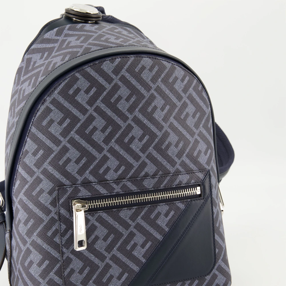 Fendi Stijlvolle rugzak met geborduurd canvas Blue Heren