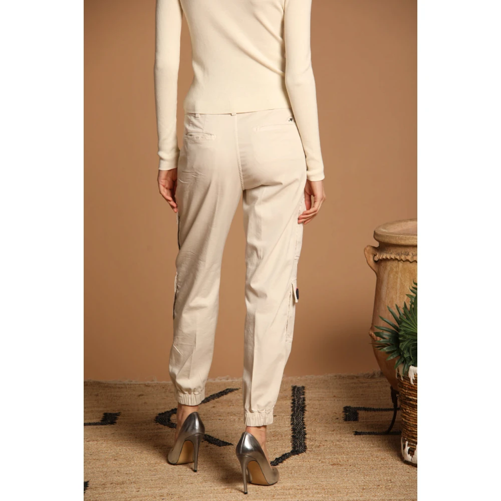 Mason's Curvy Fit Cargo Broek in Gabardine Beige Dames