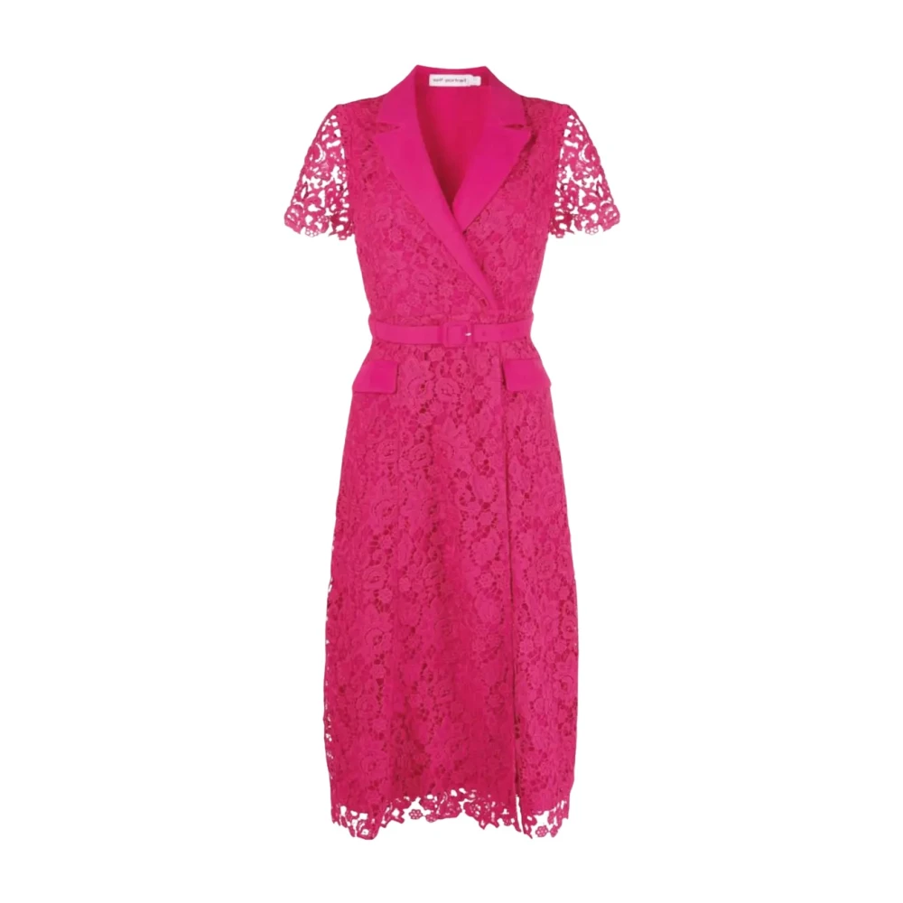 Self Portrait Bloemen Kant Midi Jurk Pink Dames