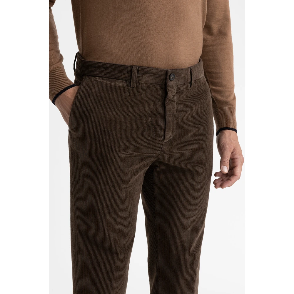 PESERICO Katoenen ribfluwelen chino's Brown Heren