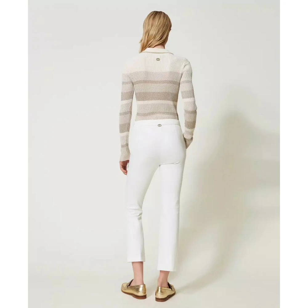 Twinset Flare broek met ovale gesp White Dames