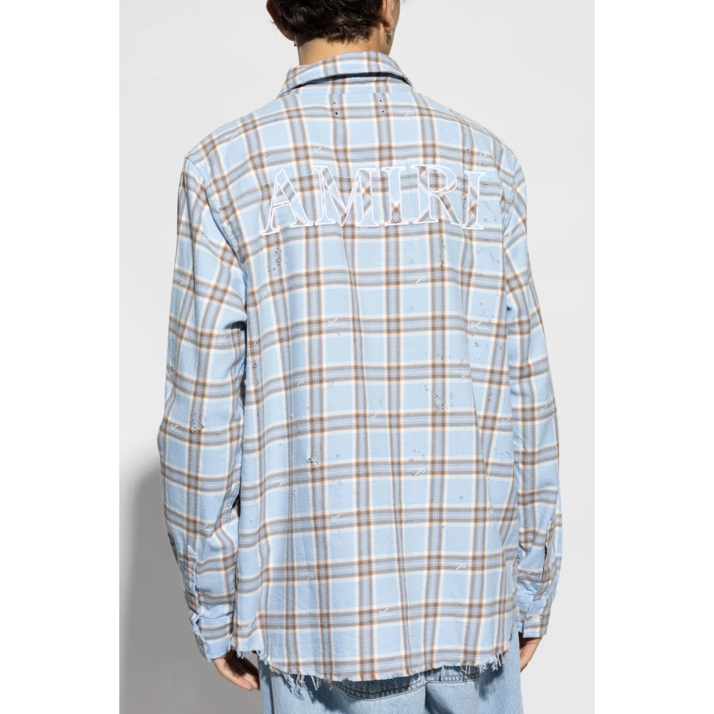 Amiri Geruit patroon overhemd Blue Heren