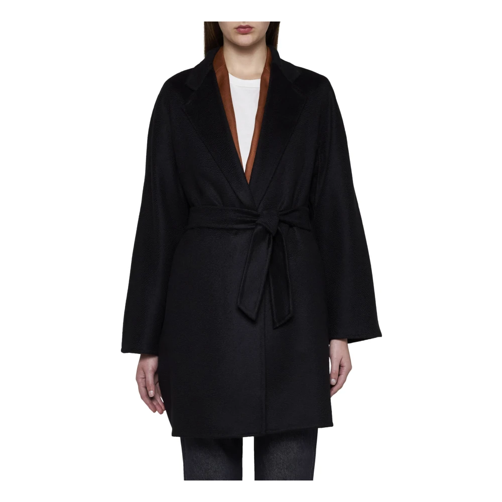 Max Mara Zwarte Kasjmierjas met Riem en Zakken Black Dames