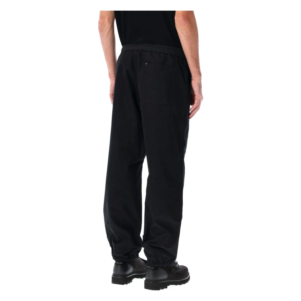 Moncler Zwarte Geborduurde Logo Joggingbroek Black Heren