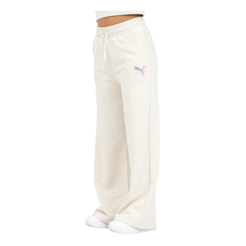Puma Klassieke sportieve wijde broek White Dames