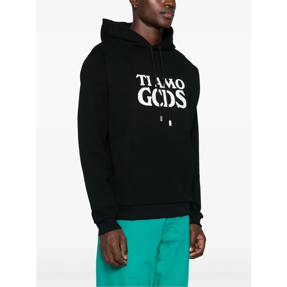Gcds Zwarte Ti Amo Hoodie Black Heren