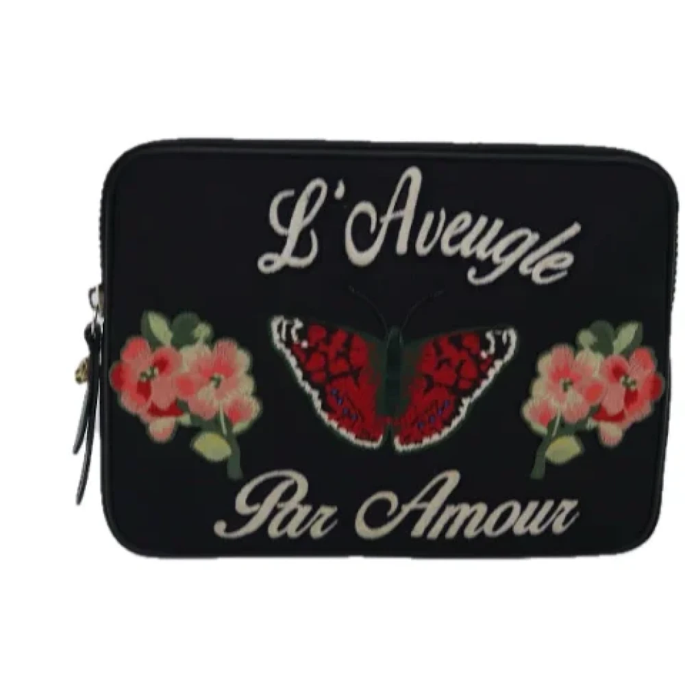 Gucci Vintage Pre-owned Canvas clutches Black Dames