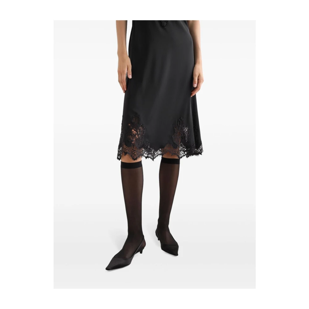 Dolce & Gabbana Zwarte Bloemenkant Sweetheart Jurk Black Dames