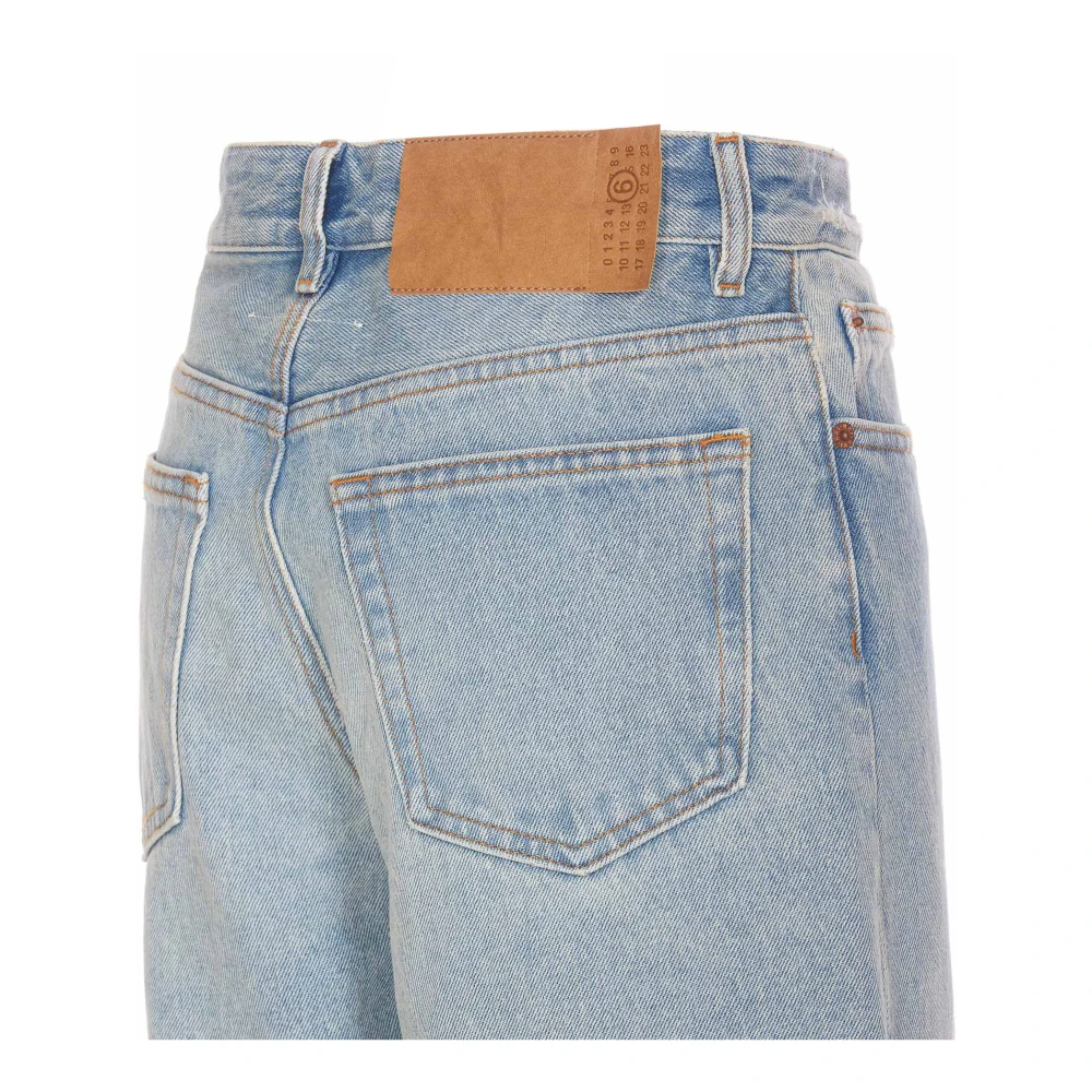 MM6 Maison Margiela Denim Jeans met Patch Logo Blue Dames