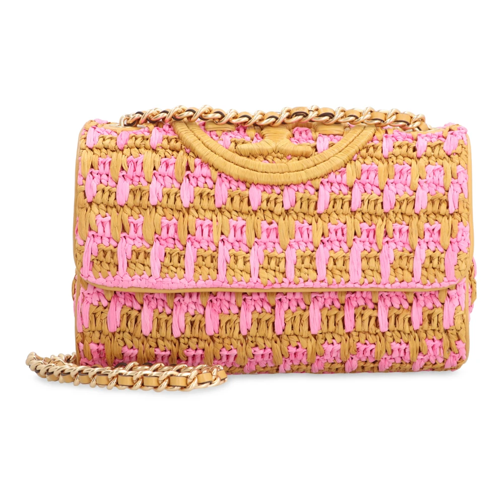 TORY BURCH Raffia Schoudertas met Leren Details Multicolor Dames