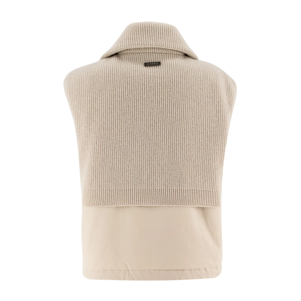 PESERICO Gilet met lurex details en ritssluiting Beige Dames